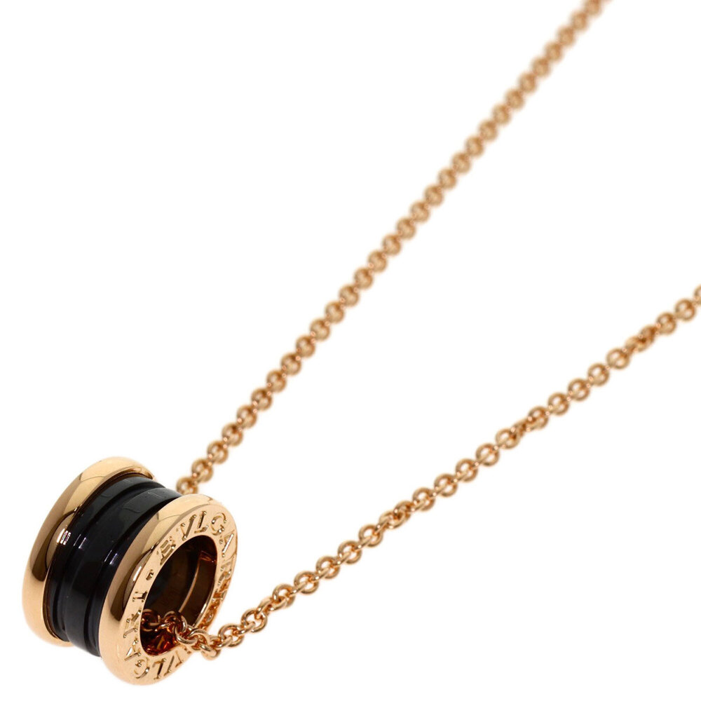 BVLGARI B-zero1 Black Ceramic Necklace 18K Pink Gold Women's